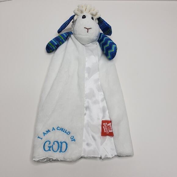 Wee Believers Child of God Lamb Sheep Lovey White Blue Security Blanket - Picture 1 of 13
